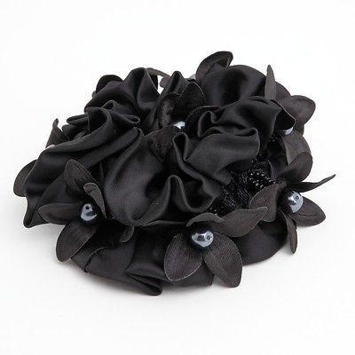 Satin Pearl Flower Beaded Scrunchie