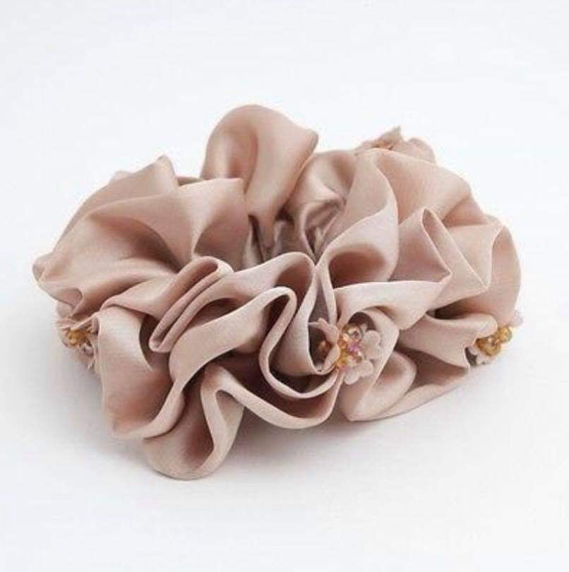 Beaded Petal Luxurious Scrunchie