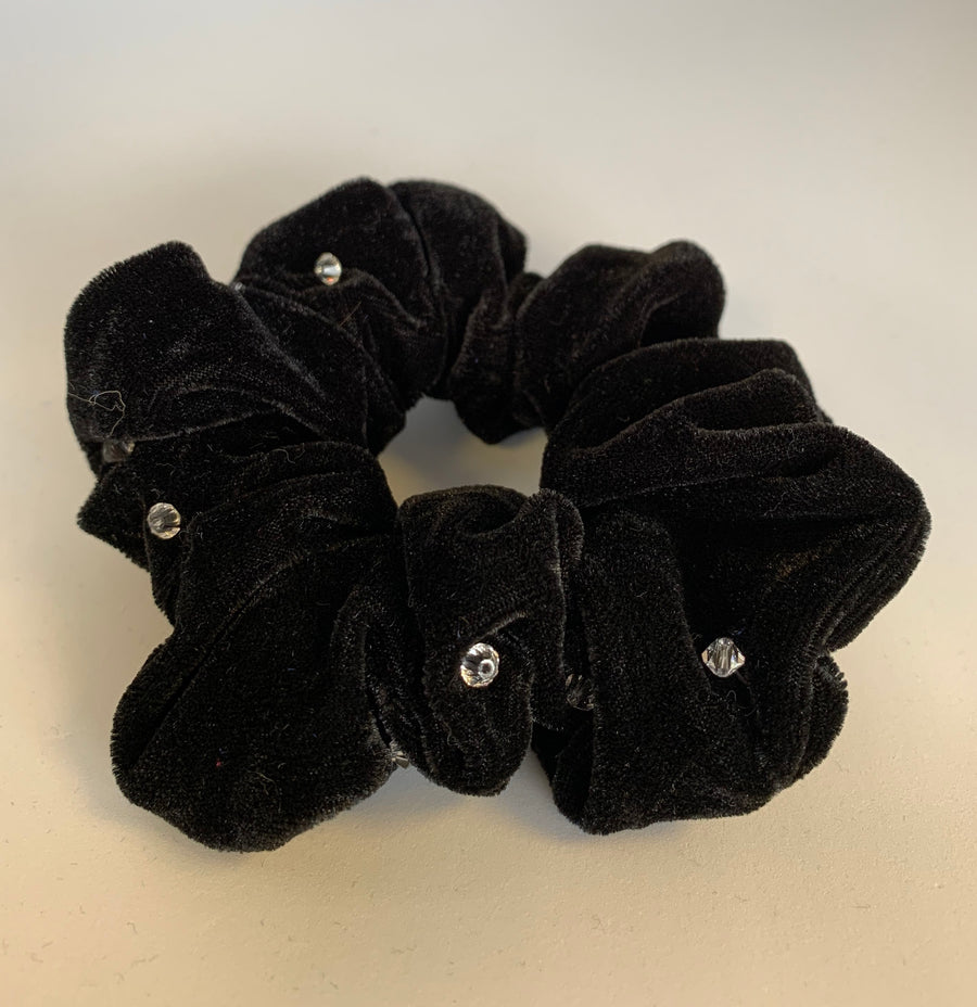 Velvet Scrunchie With Swarovski Crystal Beads