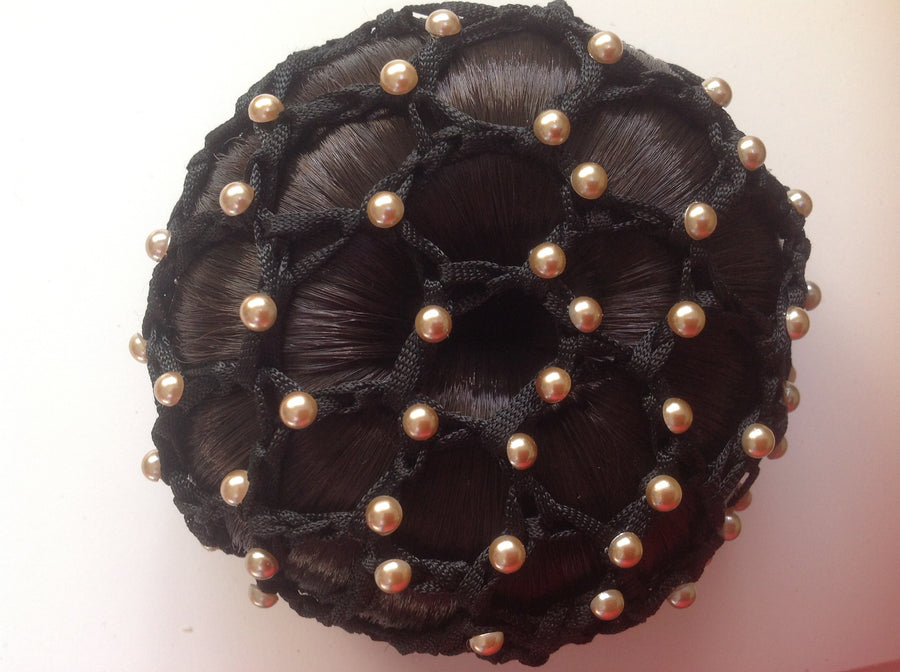 Thick Black Bun Nets; Plain, Swarovski Crystals and Pearls