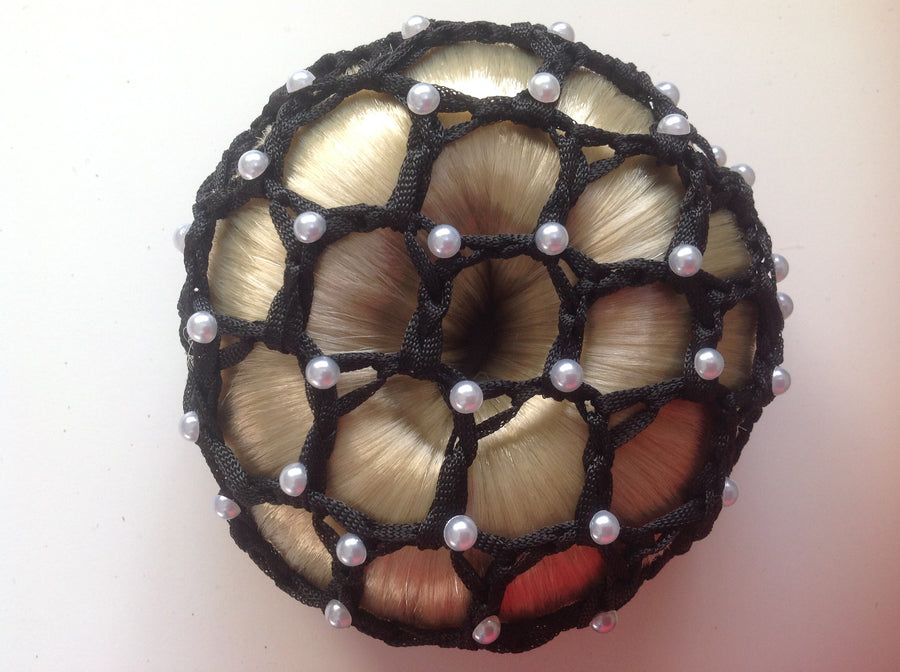 Thick Black Bun Nets; Plain, Swarovski Crystals and Pearls