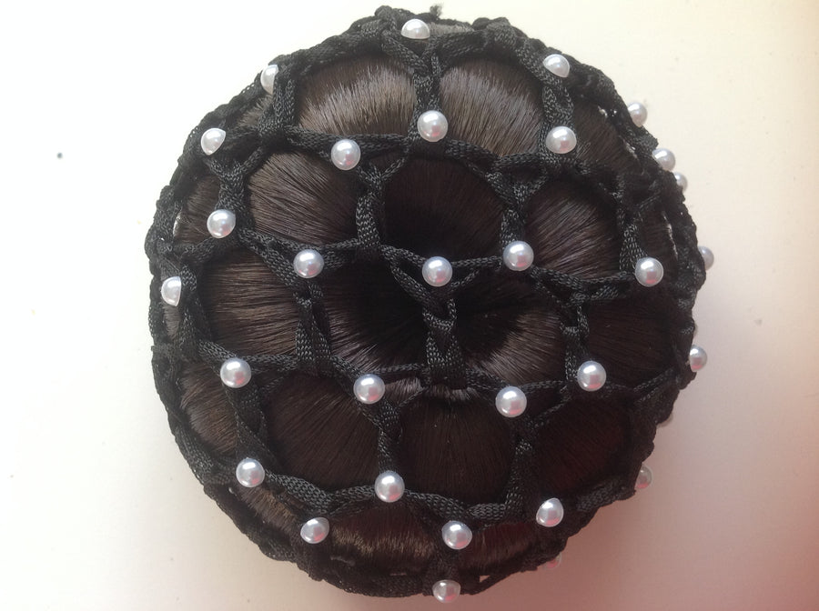 Thick Black Bun Nets; Plain, Swarovski Crystals and Pearls