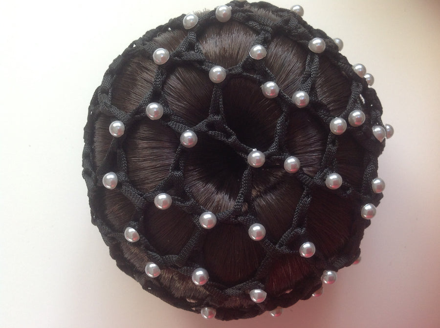 Thick Black Bun Nets; Plain, Swarovski Crystals and Pearls