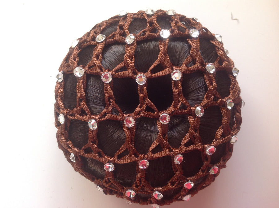 Thick Brown Bun Nets; Plain, Swarovski Crystals and Pearls