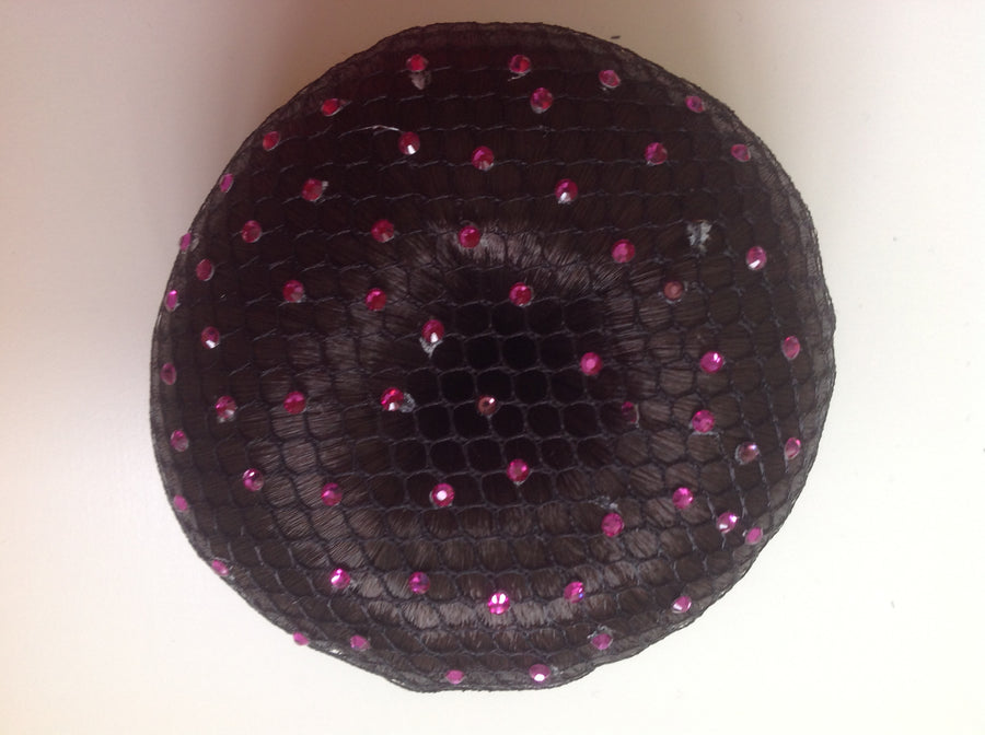 Fine Black mesh bun nets plain, swarovski Crystals and Pearls