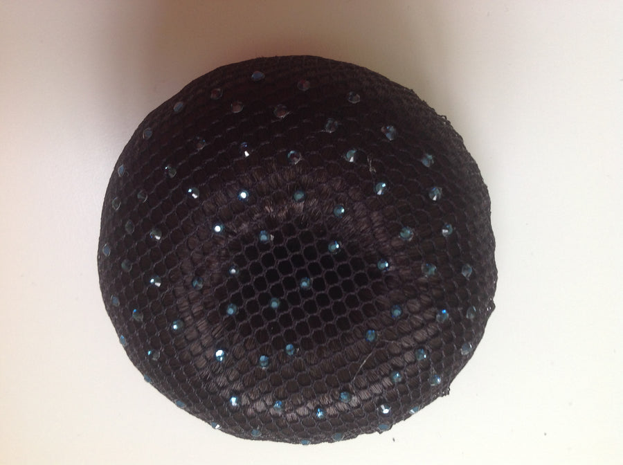 Fine Black mesh bun nets plain, swarovski Crystals and Pearls