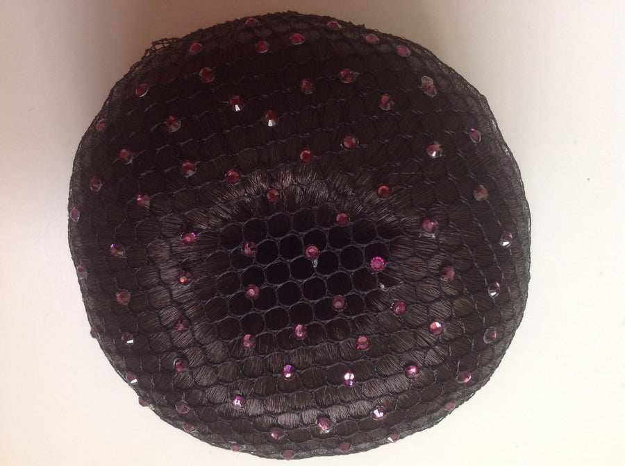 Fine Black mesh bun nets plain, swarovski Crystals and Pearls