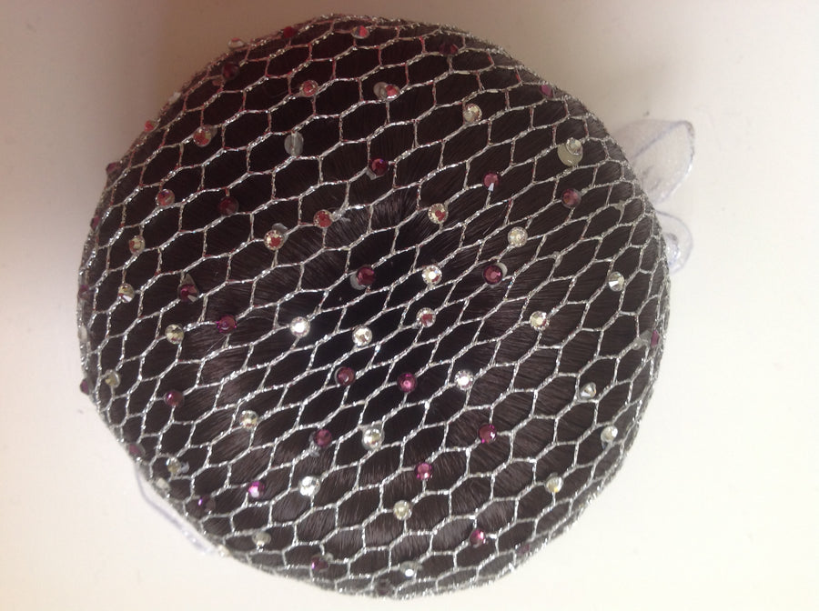 Fine Silver mesh bun nets plain, swarovski Crystals and Pearls