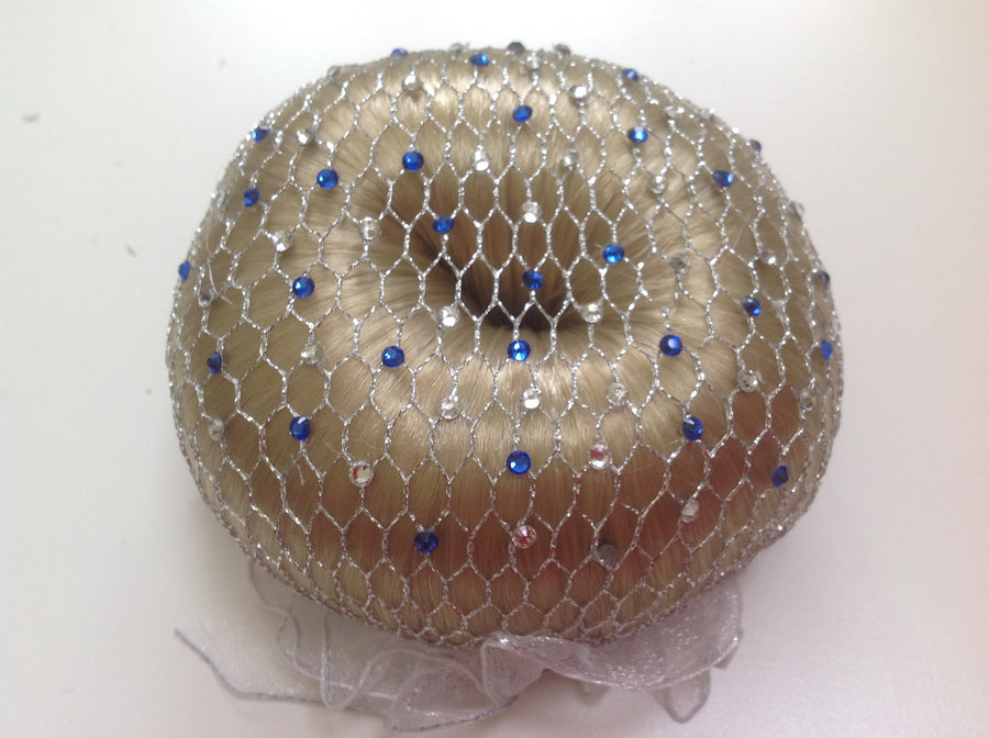 Fine Silver mesh bun nets plain, swarovski Crystals and Pearls