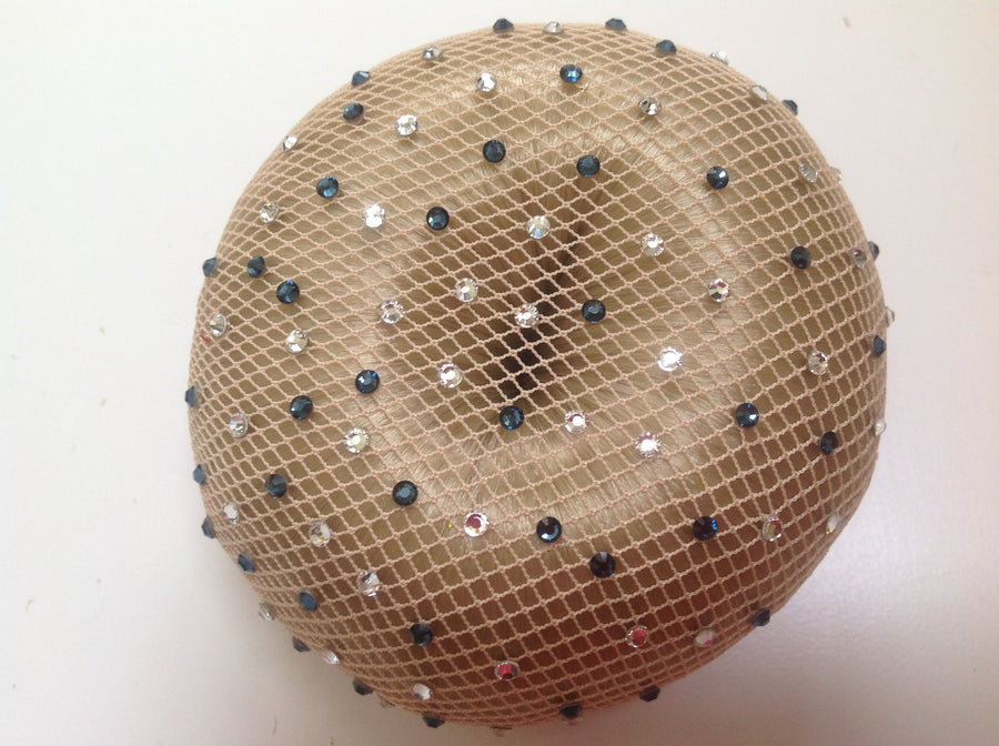 Fine Blonde mesh bun nets plain, swarovski Crystals and Pearls