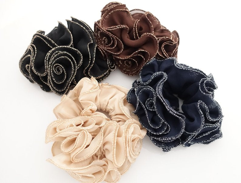 Chiffon Flower Scrunchie