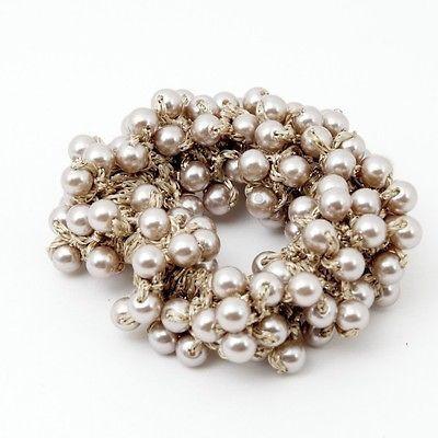 Solid Colour Sleek Faux Pearl Scrunchie